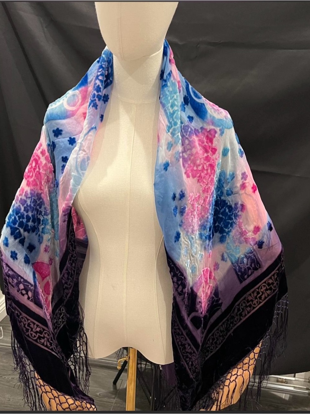 Floral Multicolor Women’s Shawl Scarf - Pink & Blue